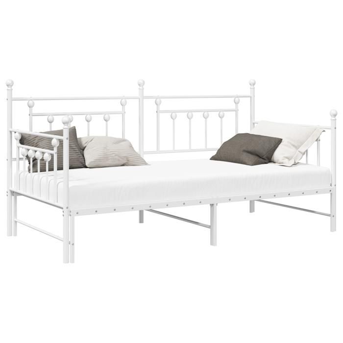 VidaXL Lit Daybed avec Matelas Trundle Blanc 107x203 cm Acier 42002683