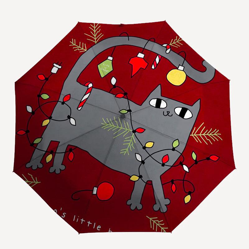 1pc Christmas Cat Helper Umbrella with Plastic Handle, Suitable for All Seasons Outdoor PT394
