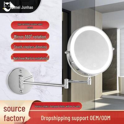 Wall-Mounted Double-Sided LED Makeup Mirror with Magnification for Bathrooms