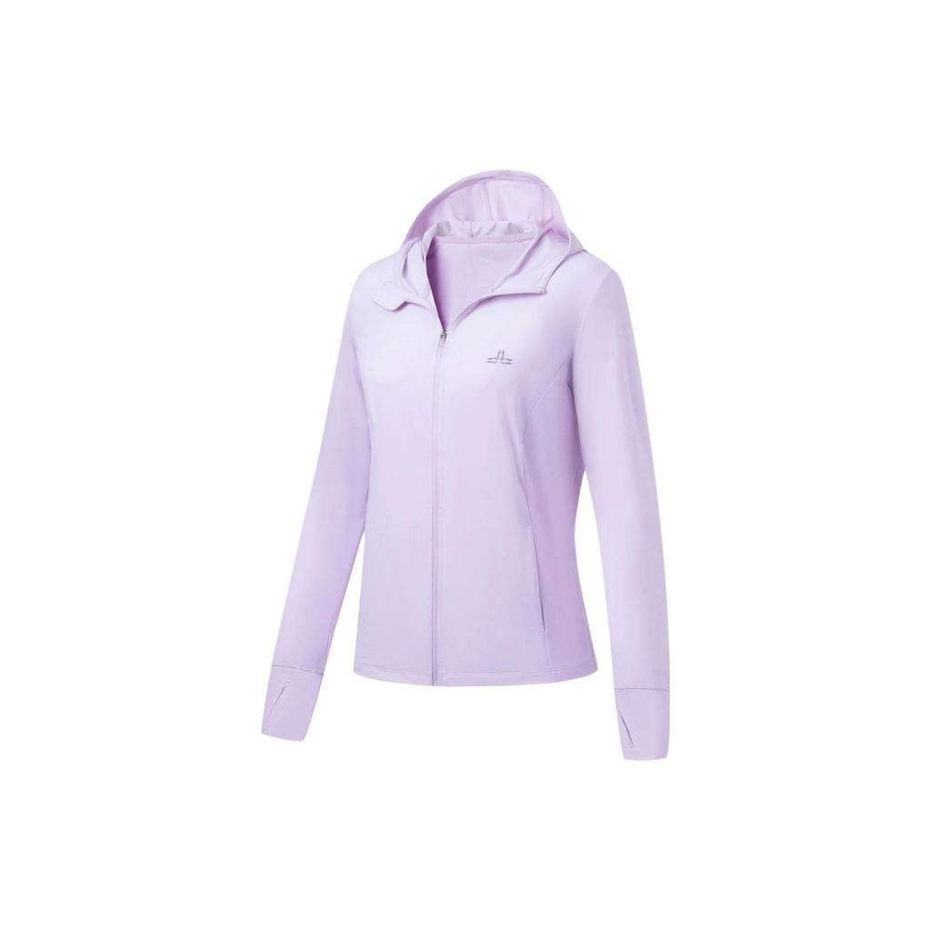 Li Ning Logo Print Hooded Long Sleeve Sweatshirt Women Sweatshirt Purple AWDT578-1