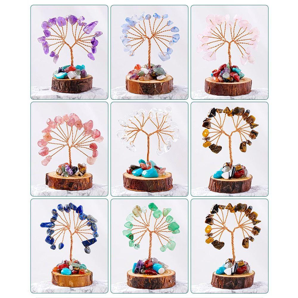 Copper Wire Crystal Wishing Tree Positive Energy Crystal Decorative Trees  Desk