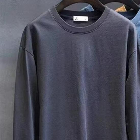 

Men s Korean Style Long Sleeve Slim Fit Hoodie with Ribbed Cuffs and Versatile Base Layer T-shirt M темно-сірий