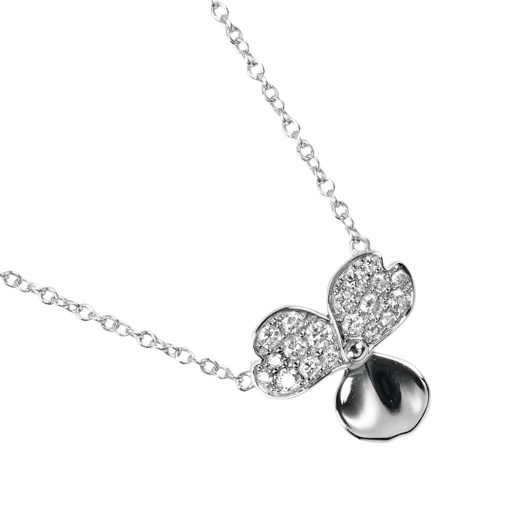 TIFFANY&Co. Paper flower Necklace Pt950Platinum/diamond 3.56g Women Used