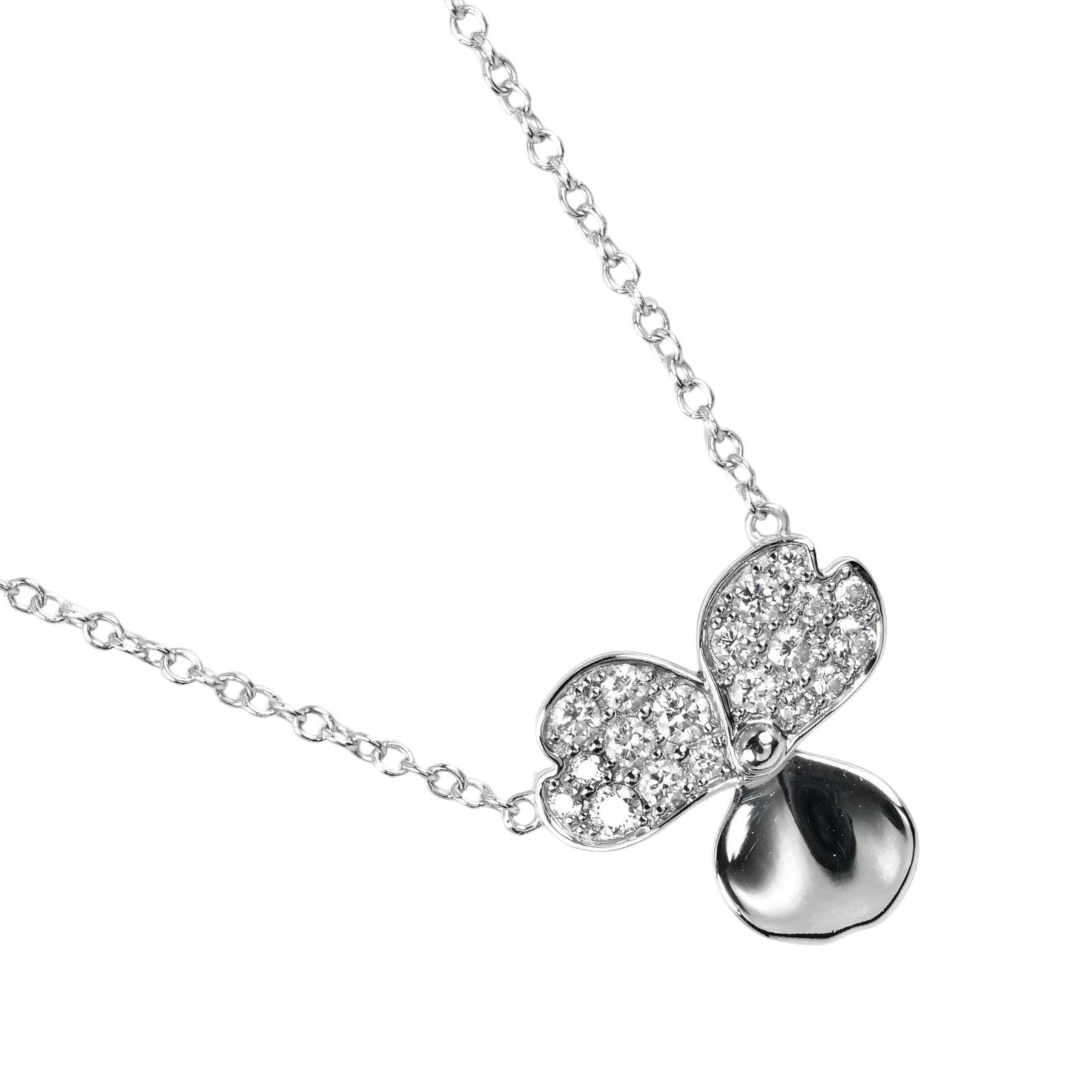 

TIFFANY&Co. Paper flower Necklace Pt950Platinum/diamond 3.56g Women Used