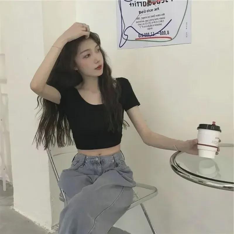 2025 Trendy Women's Slimming Hollow-Back Crop Top - Short-Sleeved Summer Essential