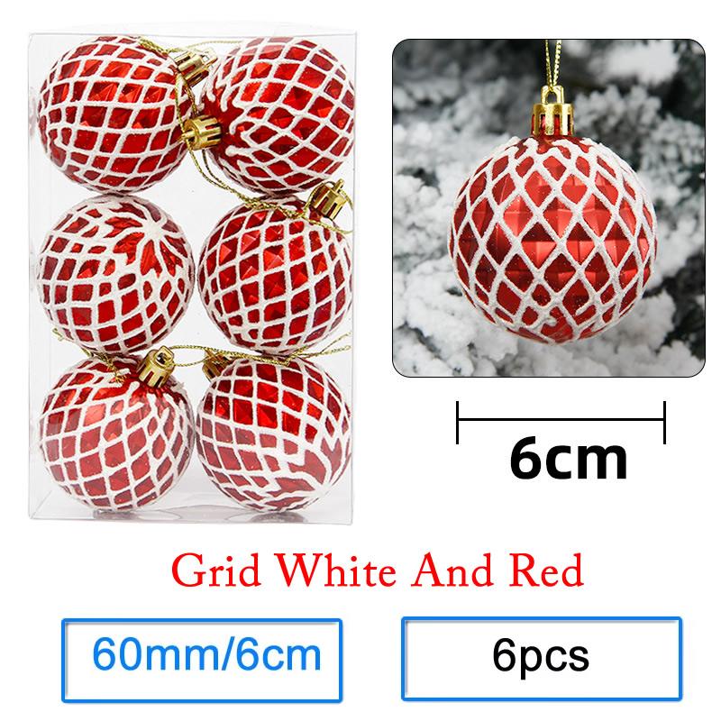 6 Stück/Los 6cm/2,4 Zoll Weihnachtsbaum Dekoration Farbe Hohlkugeln Schmuck Hängende Kugeln Für Haus Bar Party Dekoration