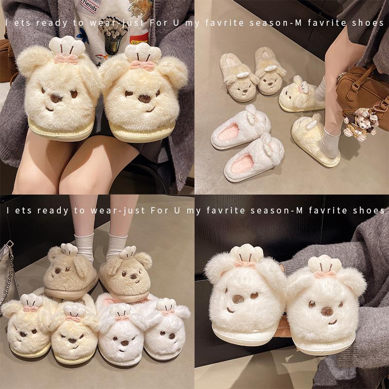 Niedliche Cartoon Koch Bär Baumwollpantoffeln Damen Herbst und Winter neu Indoor Zuhause Mao Mao Wochenbettpantoffeln