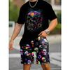 Summer New Men's Short-Sleeved Shorts Set with 3D Pattern Printing - Street Casual Fashion Comfortable and Soft