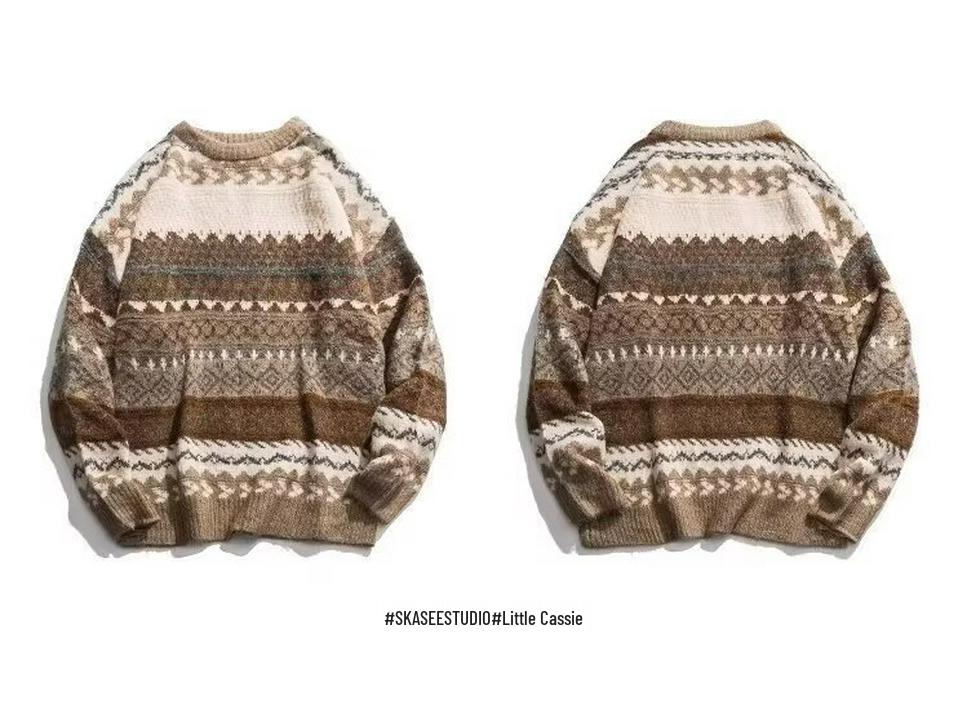 Men's Retro Fair Isle Jacquard Christmas Sweater - High-End Vintage Winter Knit