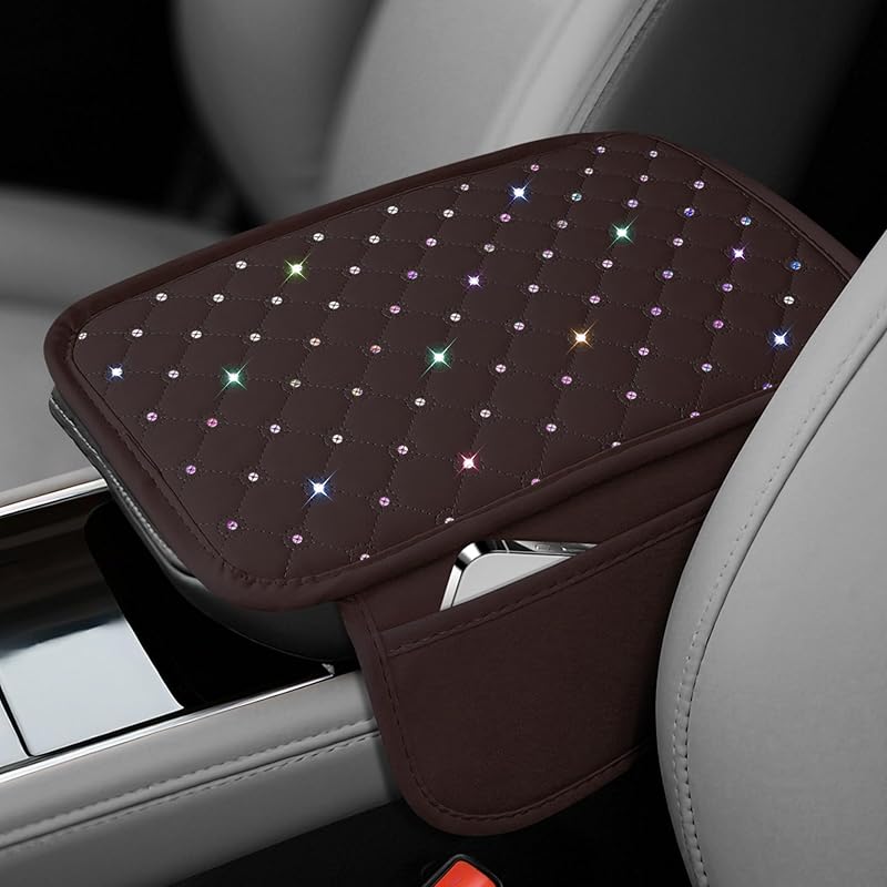 SINGARO Bling Center Console Arm Rest Cover For Car, Middle Console Armrest Storage Box Cover, Interior Bling Car Accessories For Women And Man Gifts