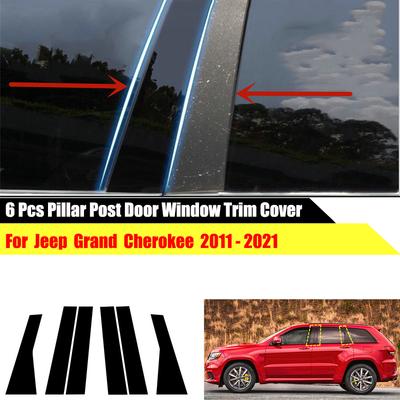 6Pcs Black Pillar Posts Cover Door Window Trim For Jeep Grand Cherokee 2011-2021
