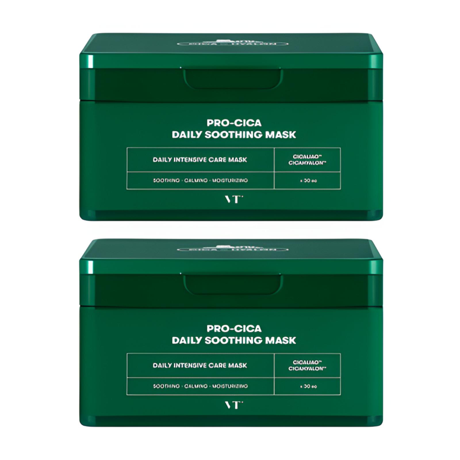 VT Cosmetics Pro CICA Daily Soothing Mask Sheet Set 30 Sheets × 2 Packs 30 Sheets × 2 Packs (Total: 60 Sheets)