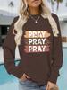 European and American Women's Casual PRAY Print Long-Sleeve Round Neck Sweatshirt Hoodie for Autumn/Winter