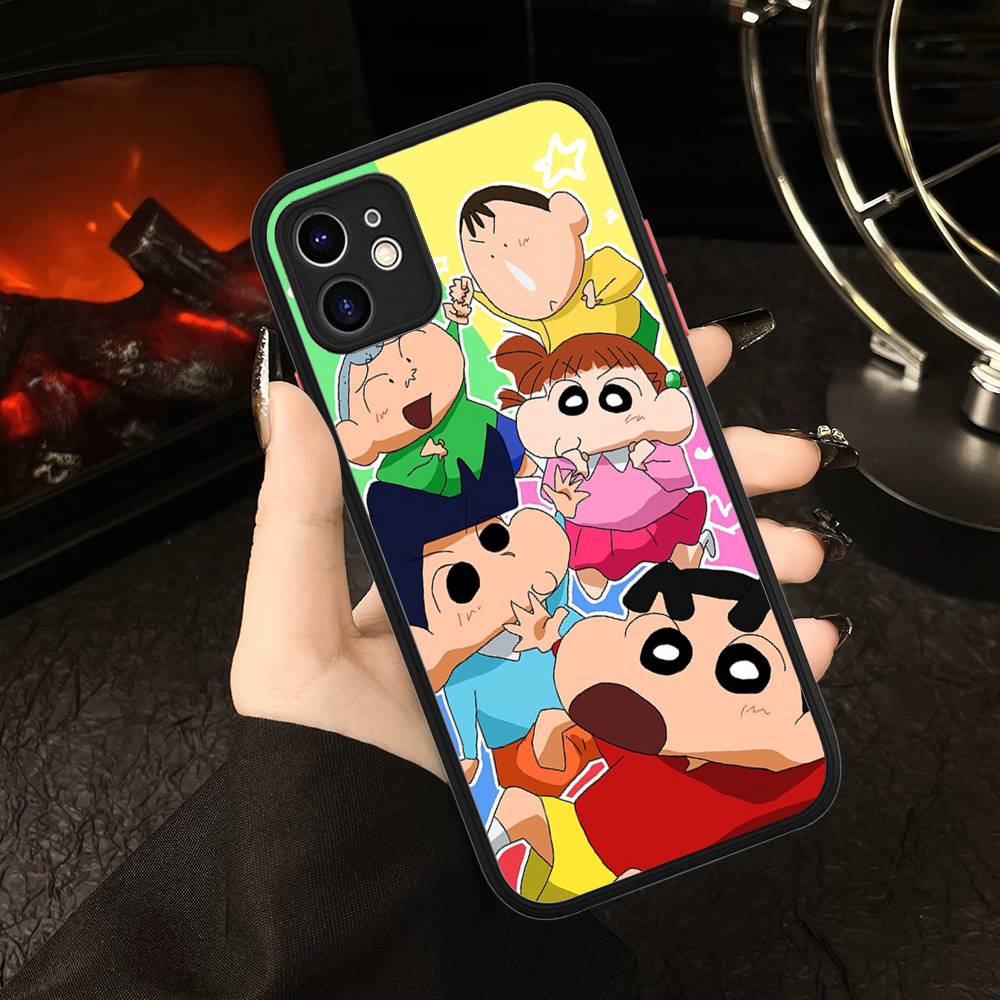C-Crayon Cartoon Shin Chan Phone Case For IPhone 16 Pro Max Case 11 12 13 14 15 Pro Plus X XS MAX Case Matte Cover