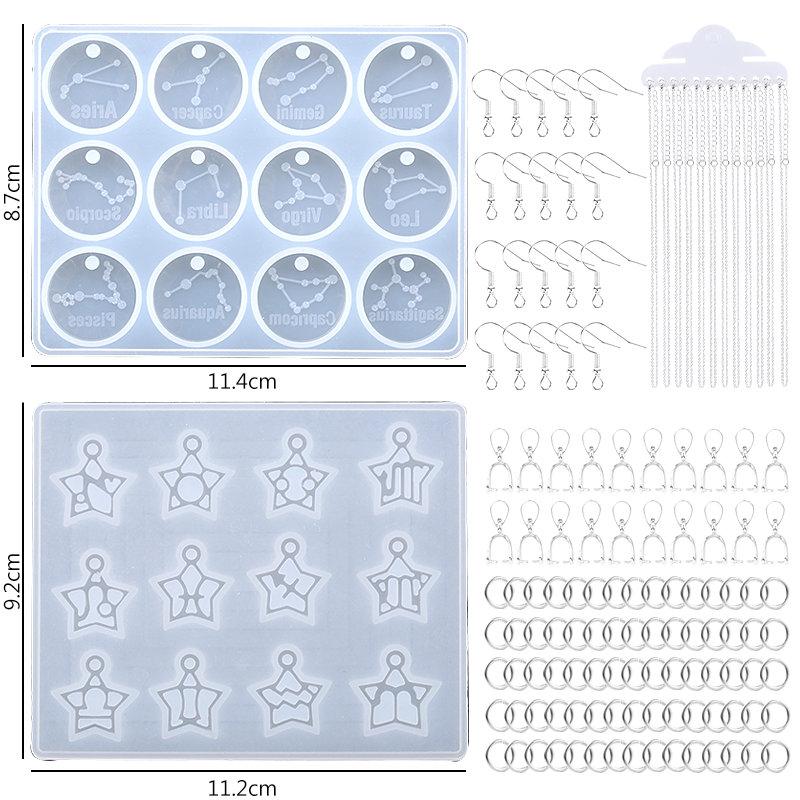 Silicone Casting Resin Jewelry Molds Set Epoxy Resin Tools Set Keychain Resin Molds for DIY Jewelry Pendants Craft Making