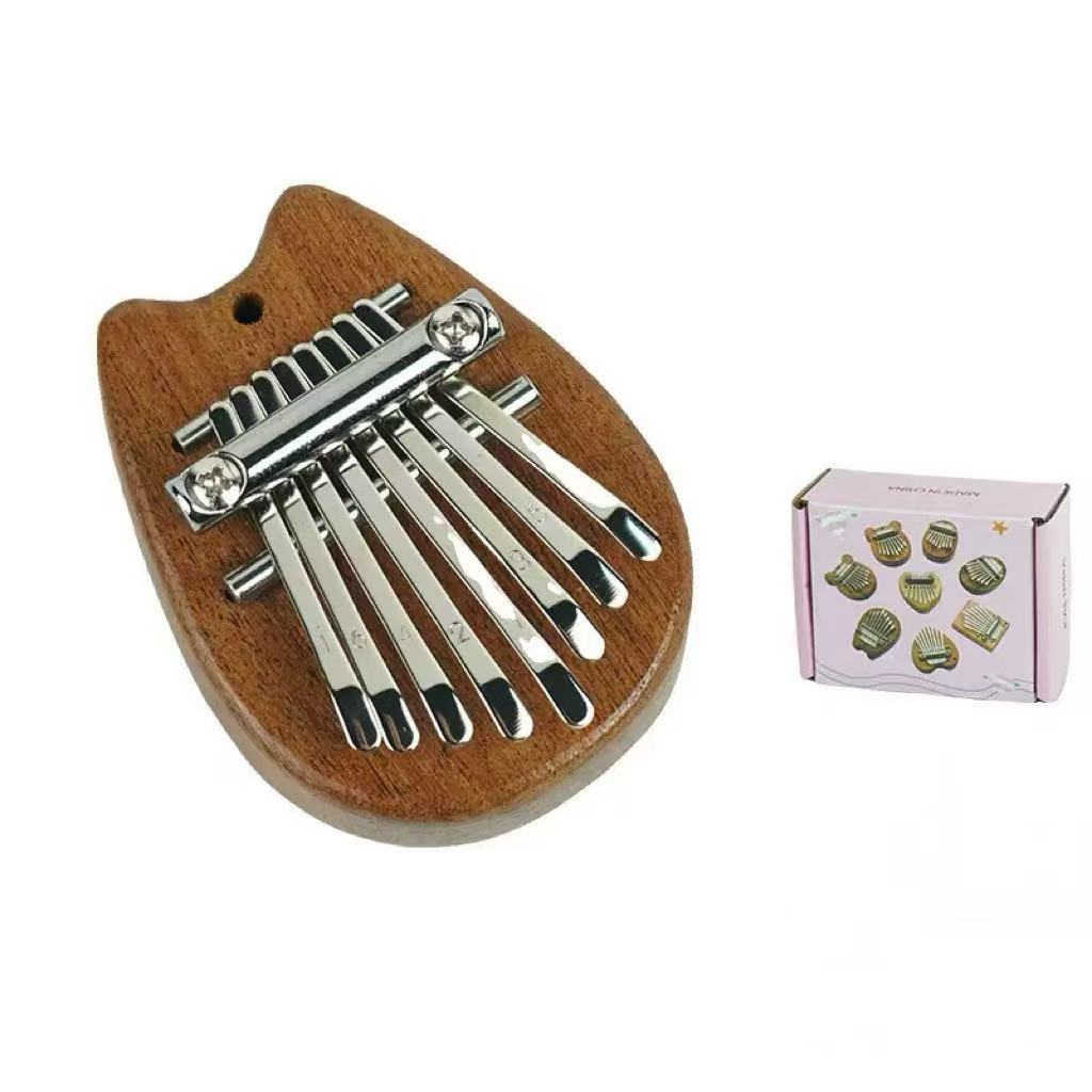 

Mini 8 Key Kalimba Thumb Piano Water Drop Style Portable Wooden Musical Instrument Exquisite Gift Box for Kids Adults