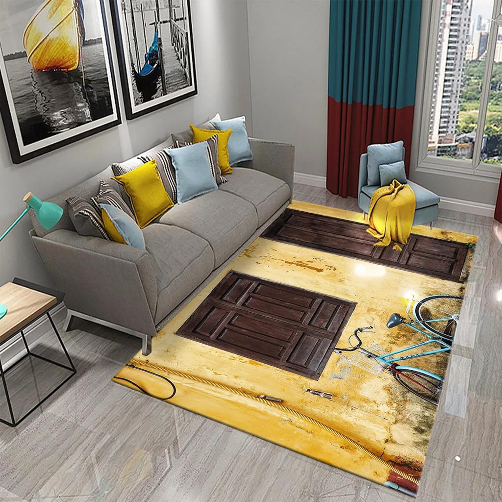 Dywan 3D w stylu vintage z rowerem Mata domowa do łazienki kuchni Dywan antypoślizgowy Mata dekoracyjna do salonu sypialni przedpokoju dla dzieci prezenty