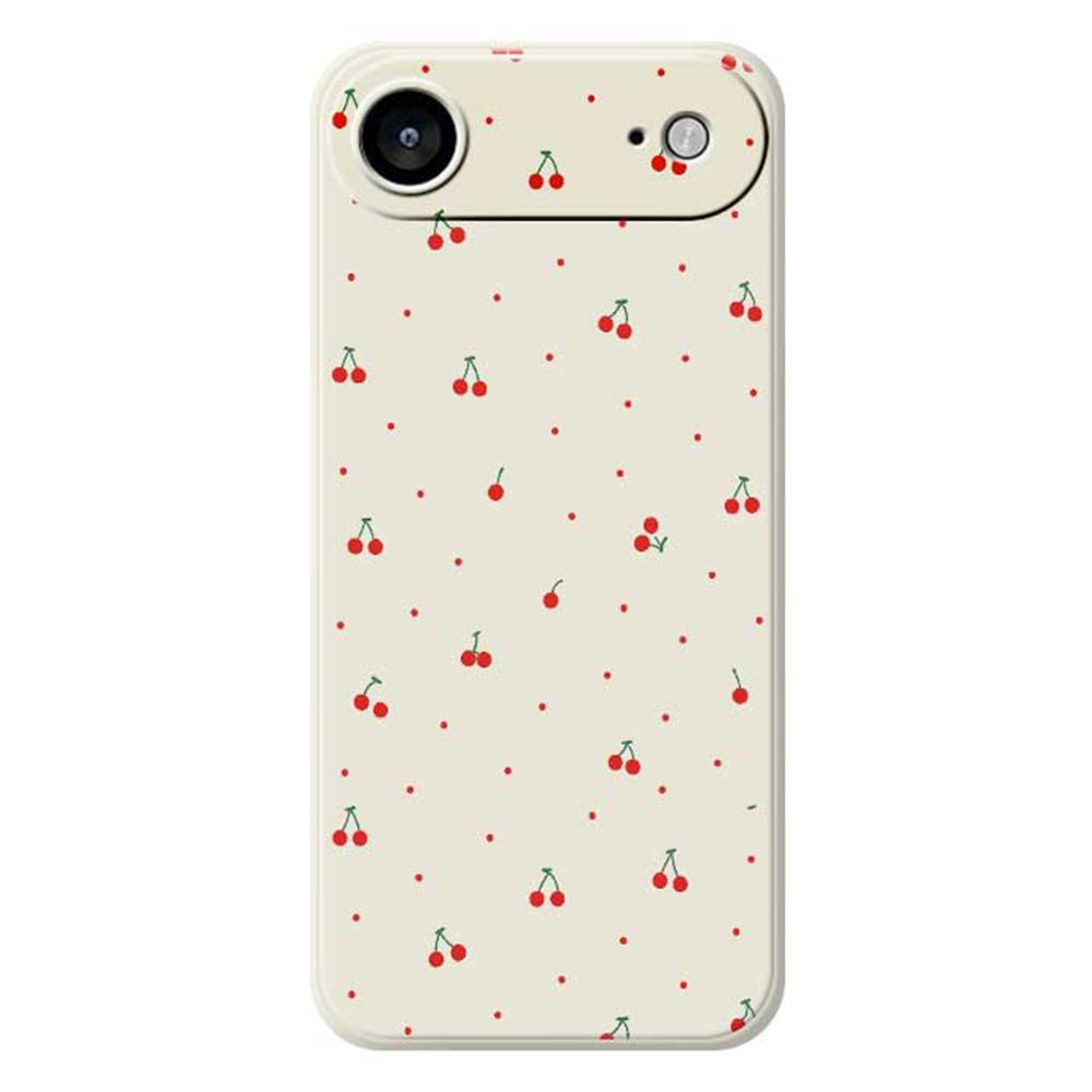 For iPhone 17 Air Case Red Cherry Pattern Printing Straight Edge TPU Phone Back Cover