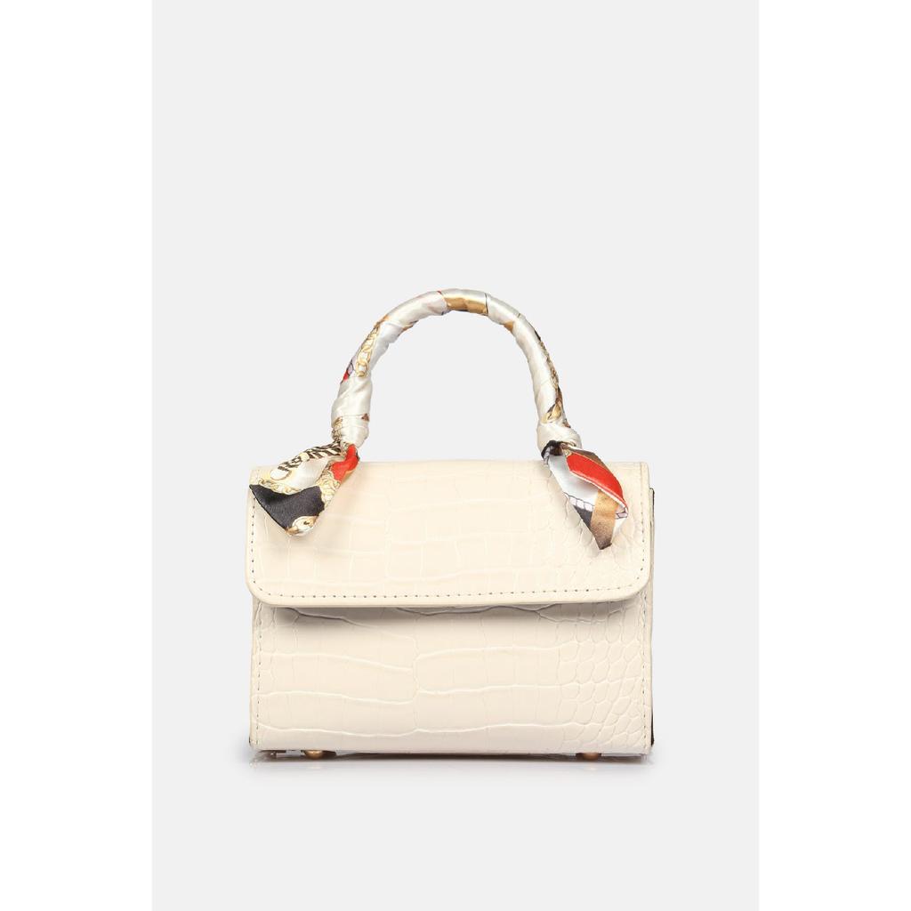 Zlatá řetízková dámská taška přes rameno se šátkem