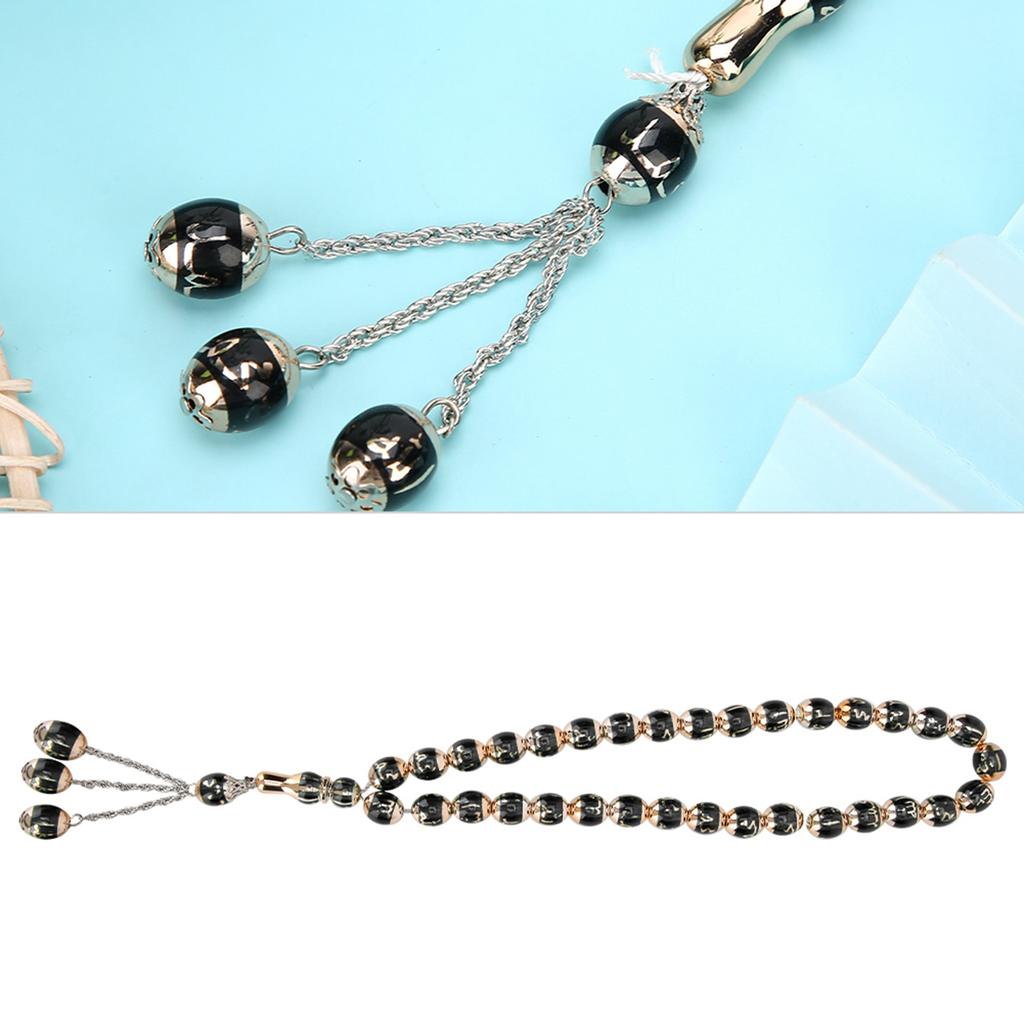 Resin Unisex Muslim Prayer Beads Round Rediing Words Rosary Worship Supplies Accessoryblack