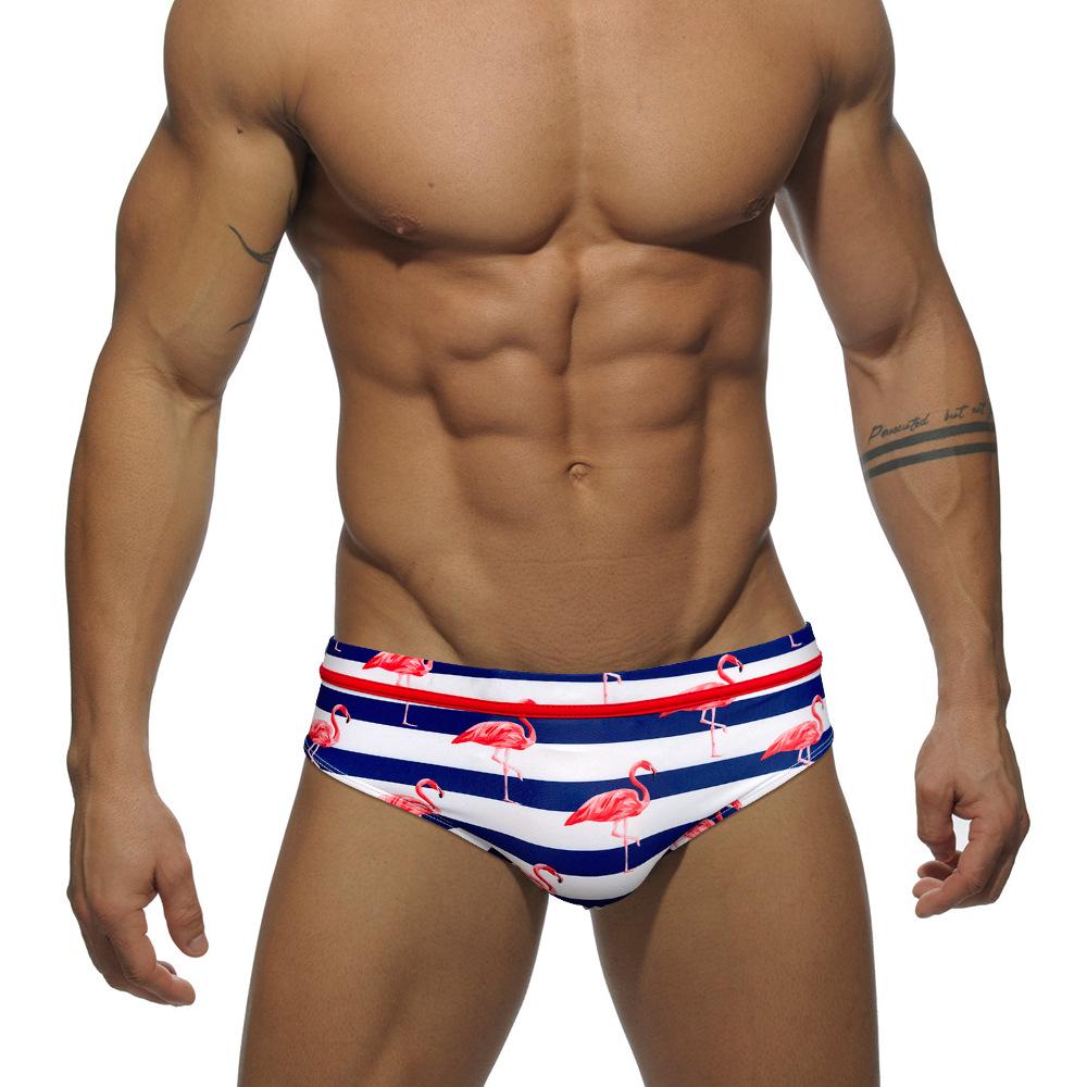 

JESSBORN Men s Flamingo Stripe Low Waist Swim Briefs M