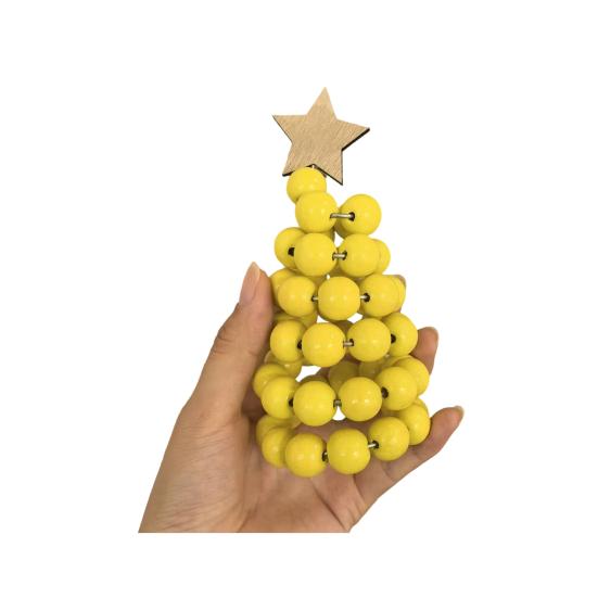 Nordic Wooden Spiral Christmas Tree Ornament Rustic Beaded Boho Christmas Tree Figurine for Home Office Farmhouse Centerpiece