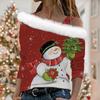 Women's Off Shoulder Furry Trim Long Sleeve T-Shirt Christmas Glitter Star 3D Print Elegant Winter Casual Top