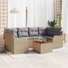 Garden Sofa Set with Cushions 7 Pcs Beige Poly Rattan