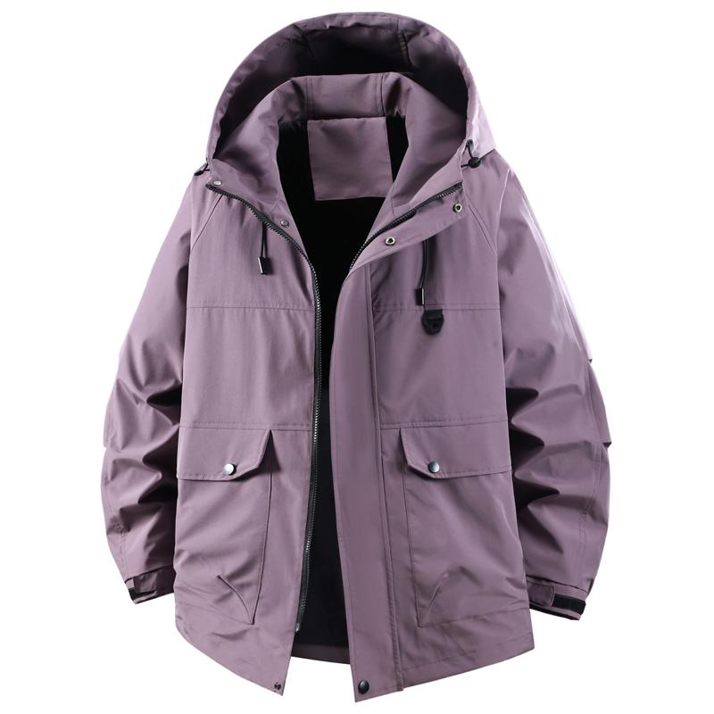 Plus Size 5XL-12XL Autumn Waterproof Trench Coat for Men Oversize Windbreaker Hooded Casual Men's Black Jackets