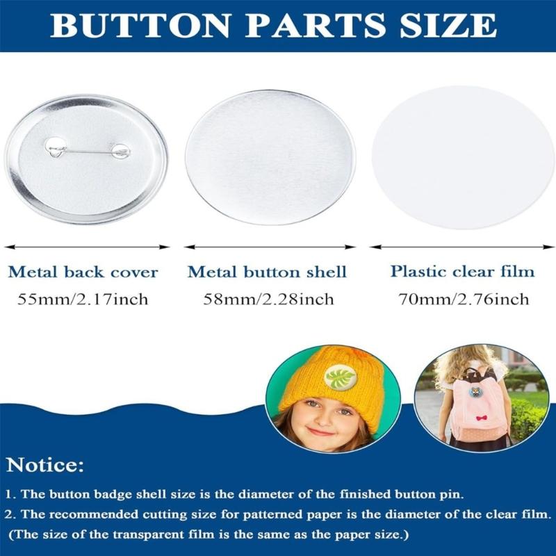 50Pcs Blank Metal Button Badges Making Supplies 2.28Inch/58MM Tinplate Badges Blanks Set For Handmade Jewelry Project