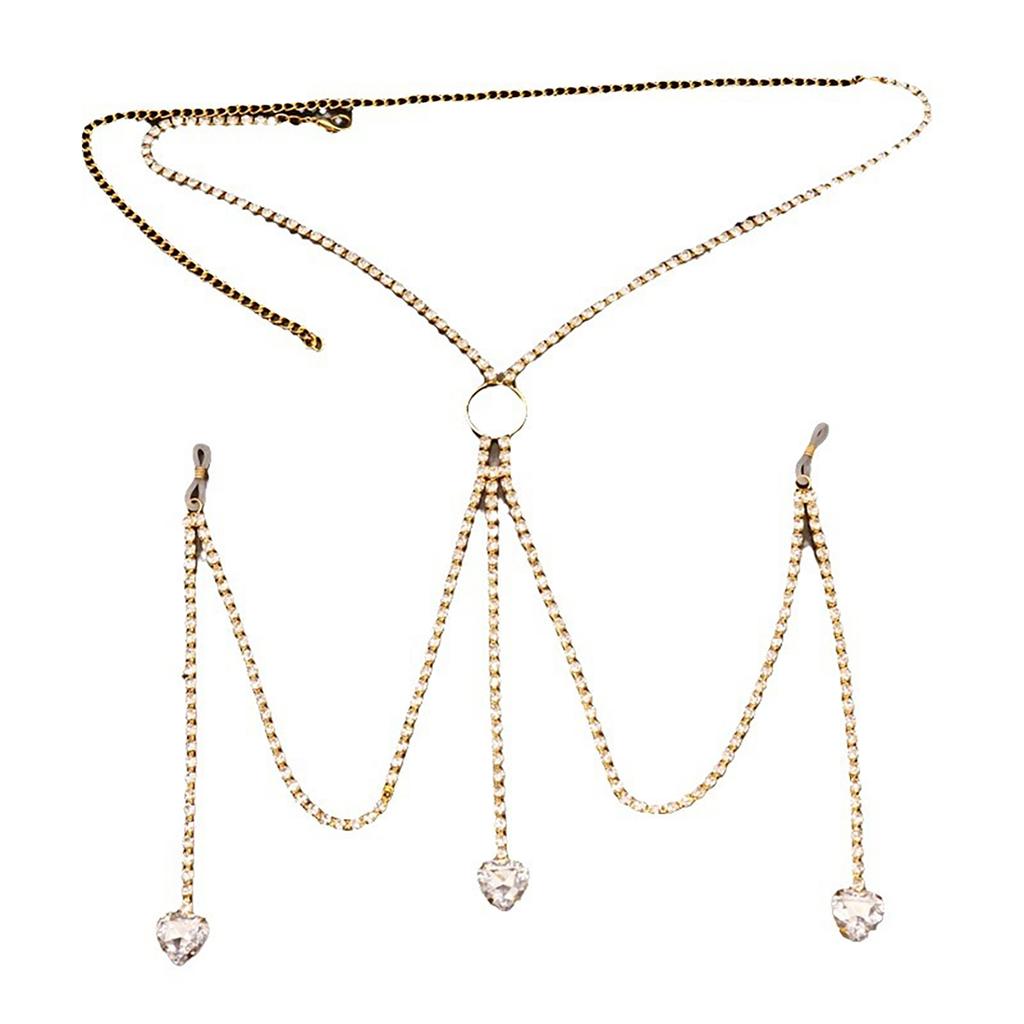 Fashionable M Shaped Waterdrop Heart Pendant Bra Chain Handmade Body Jewelry Accessories for Parties and Daily Wear