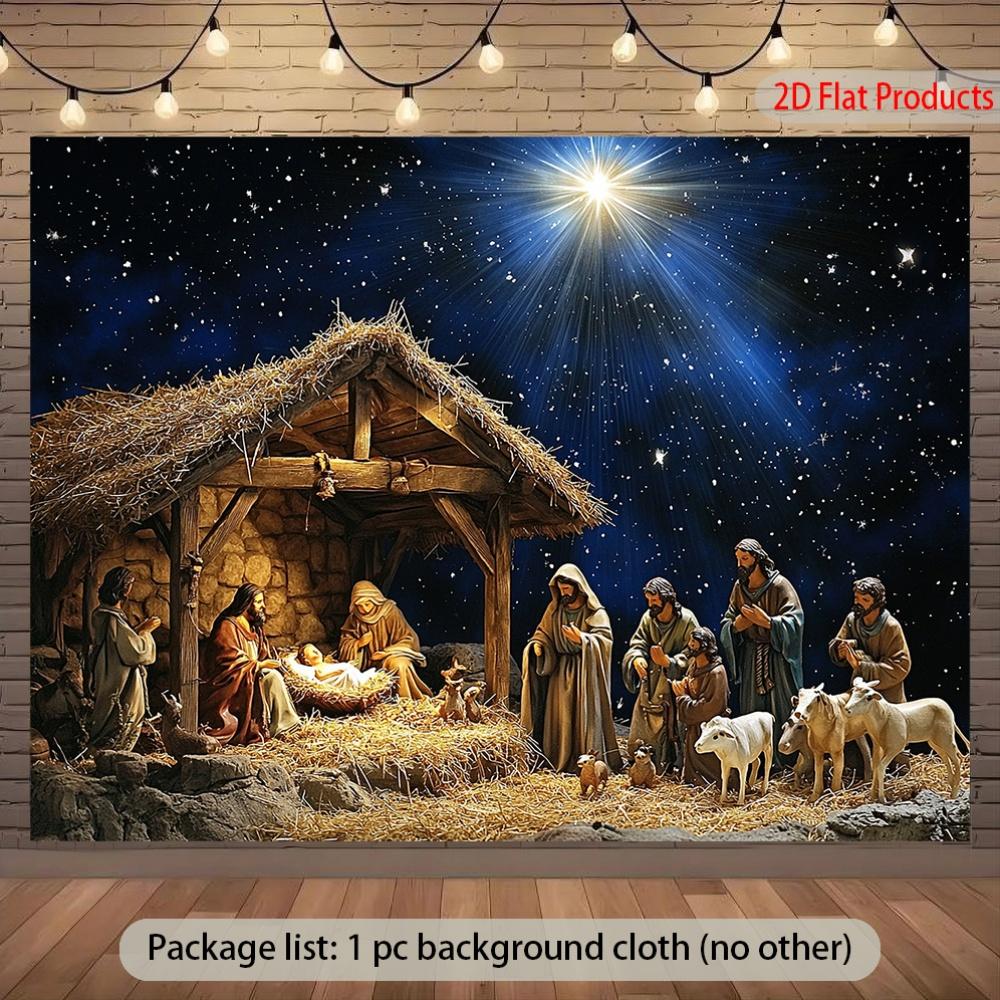 2D flat surface, 1 piece of banner background depicting the Nativity scene, UV printed for durabilityZL