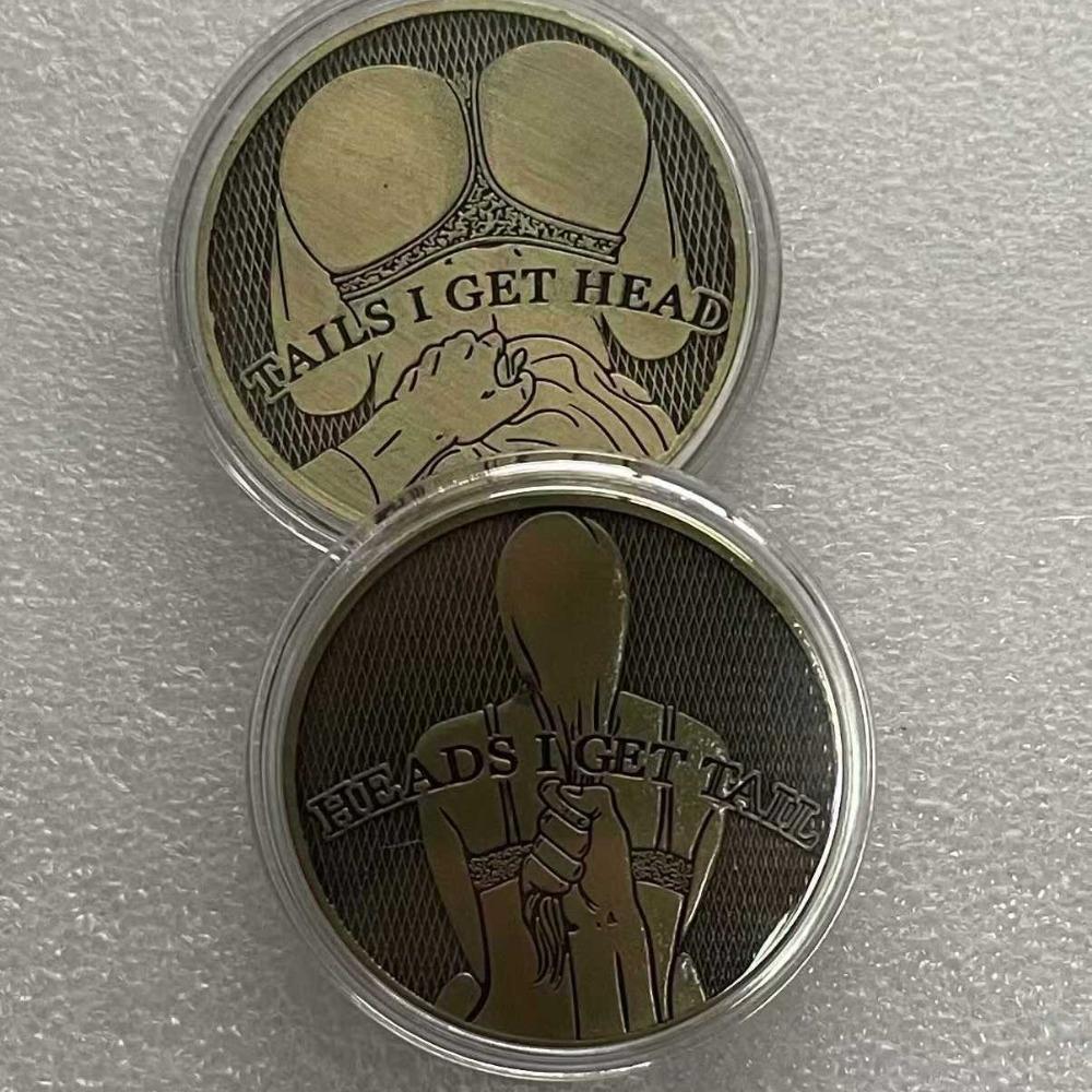 Bronze Pornographic People's Day Gift, Couple Creative Commemorative Medal, Coin, Collectible Gift, Christmas Gift, Stocking Stuffers