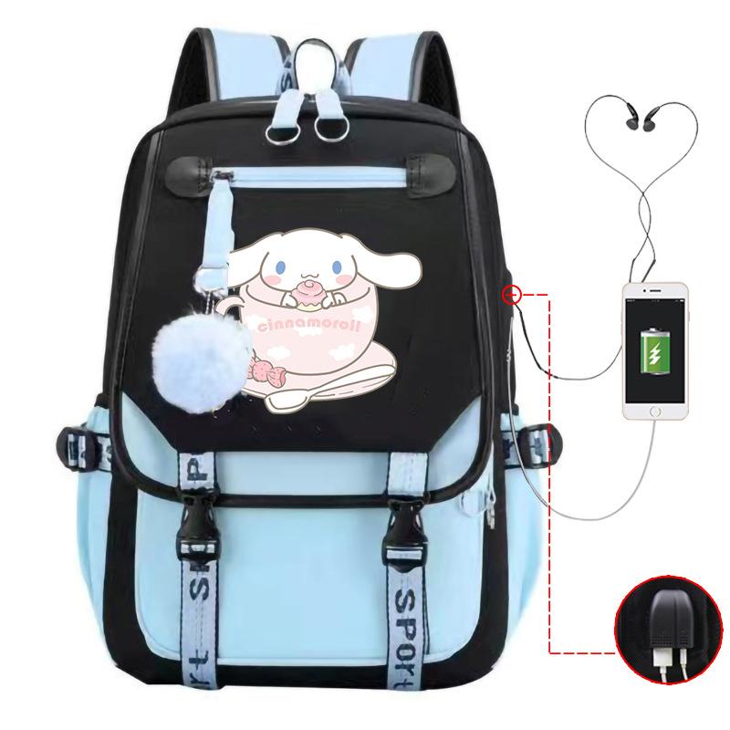 Pies z Dużymi Uszami Plecak Szkolny Męski i Damski Plecak dla Ucznia Szkoły Średniej Gimnazjum Styl College'owy Pasek do Plecaka Plecak Wielofunkcyjny USB