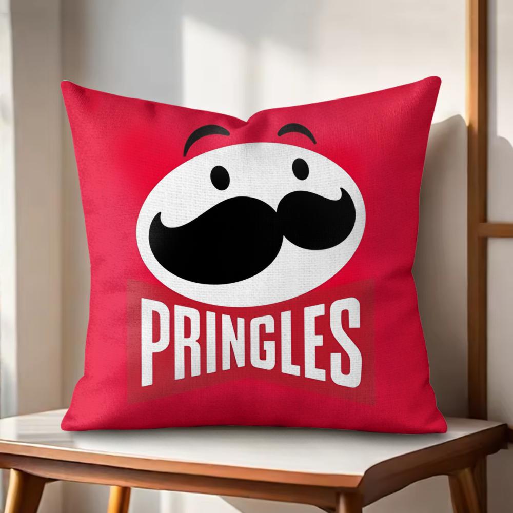 Classic PPringles Cushion Cover Natural Linen Organic Fabric DoubleSided Printing Couch Pillow Covers Home Decor