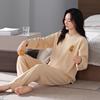 Pajamas Women'S Autumn And Winter Island Fleece Round Neck Pullover Spring And Autumn Coral Fleece Fleece Thin Fleece Loungewear