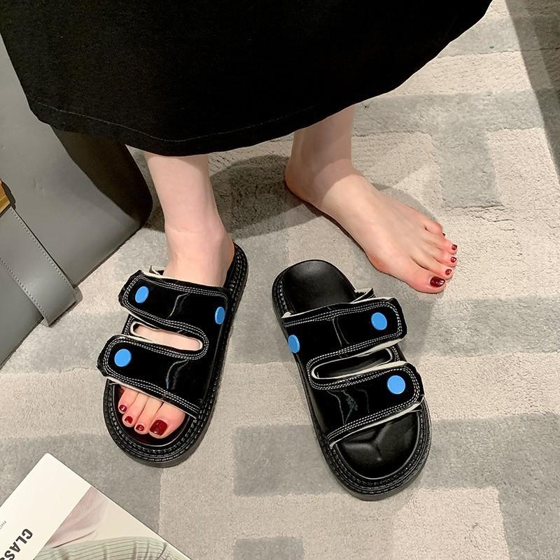 Retro and Versatile High-end Thick-bottomed One-word Slippers for Women's Summer Wear 2025 New Lightweight Height-increasing Cool Slippers Are Comf