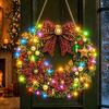 Handmade Christmas Decoration DIY Acrylic Faux Pearl Art Hanging Kit, Lighted Wreath 3D Beaded Craft Festive Mantelpiece Ornament Kit with LED String