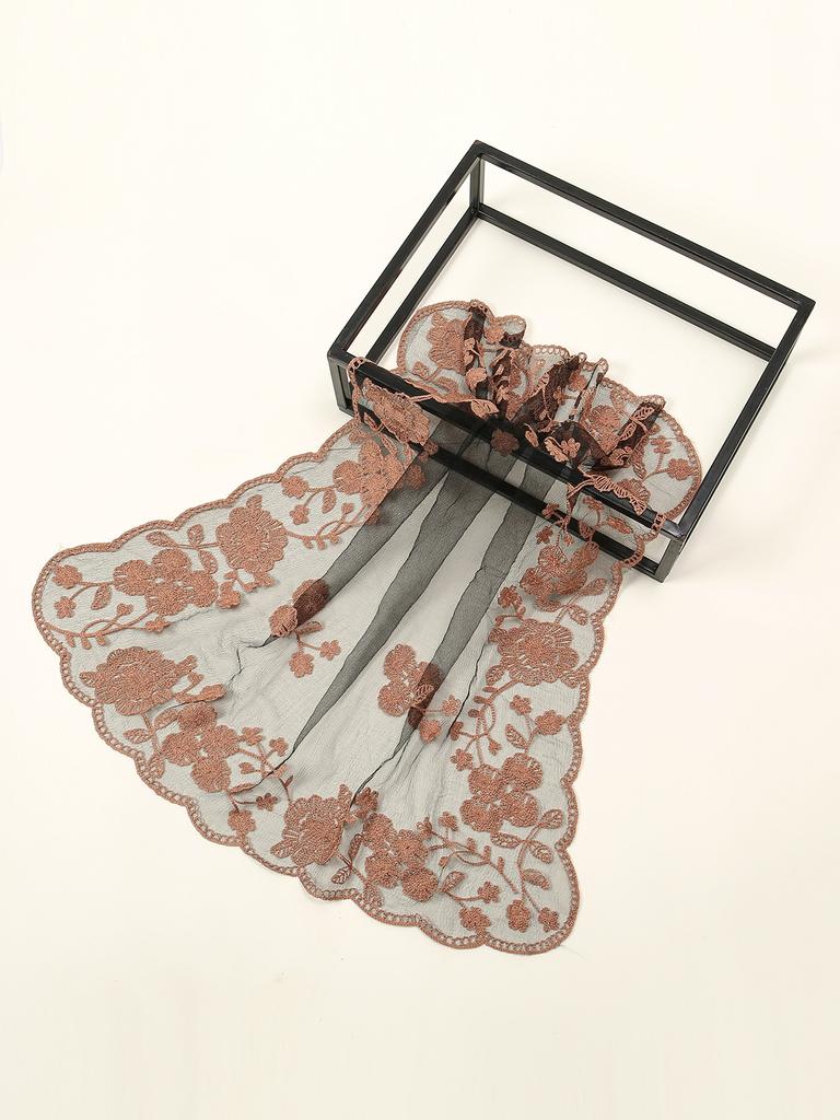 New Square Yarn Hijab Scarf Women Floral Embroidery Lace Headband Summer Breathable Bandana For Women Elegant Turban Hair Wrap