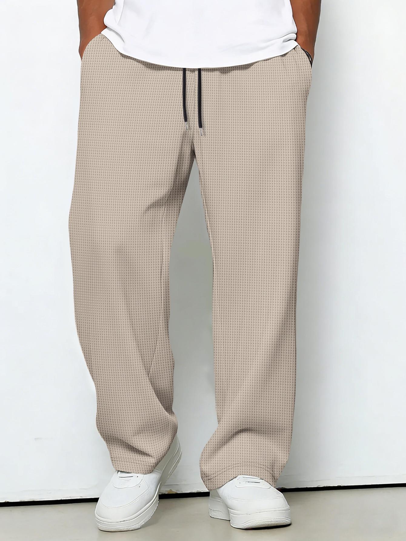 

Four Seasons Solid Color Rope Waist Casual Sports Pants XL легкие хаки