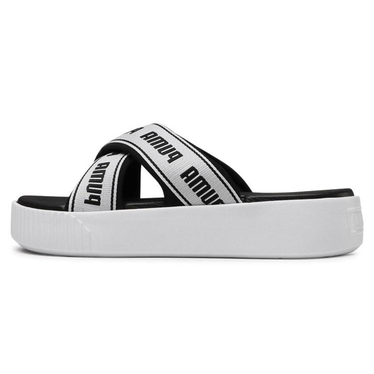 (WMNS) PUMA Platform Slide Tape Slippers For Black/White Women s 380677-01 EU 37
