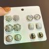 6pair/set Elegant Temperament Imitation Pearl Round Square Earrings Women Daily Wear Holiday Accessories Gifts