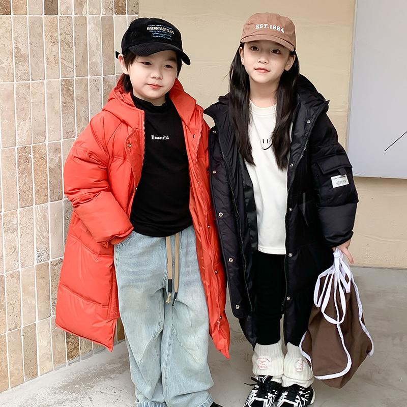 Jachetă de puf de lungime medie pentru copii Uniformă școlară peste genunchi Jachetă de puf groasă