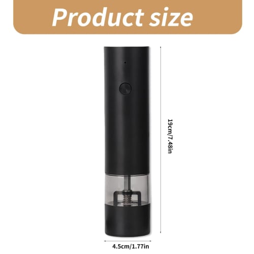 Uqezagpa Electric Pepper Mill Set, Electric Salt Mill, Pepper Grinder, USB Rechargeable, Adjustable Mill for Kitchen Cooking