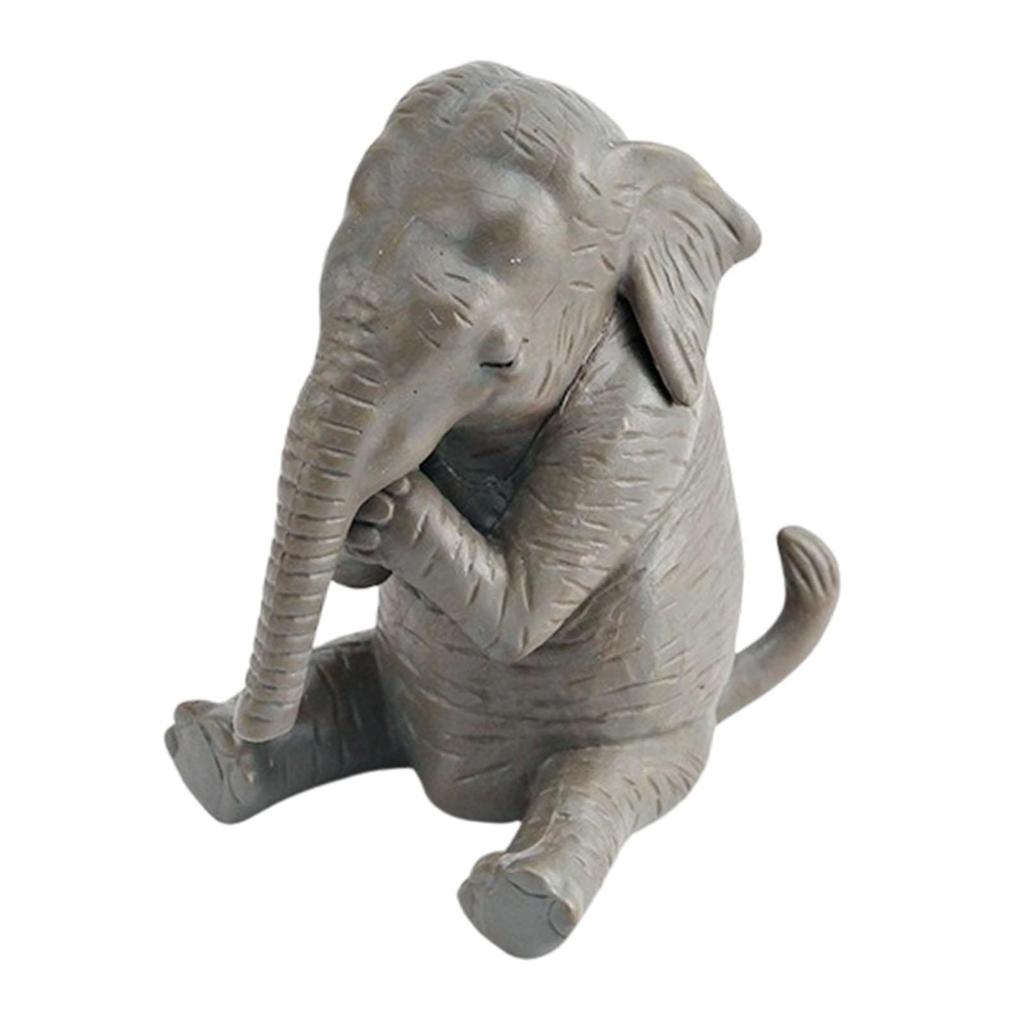 Hand Painted Elephant Model Figurine Realistic Animal Sculpture PVC Toy for Living Room Bedroom Office Decor