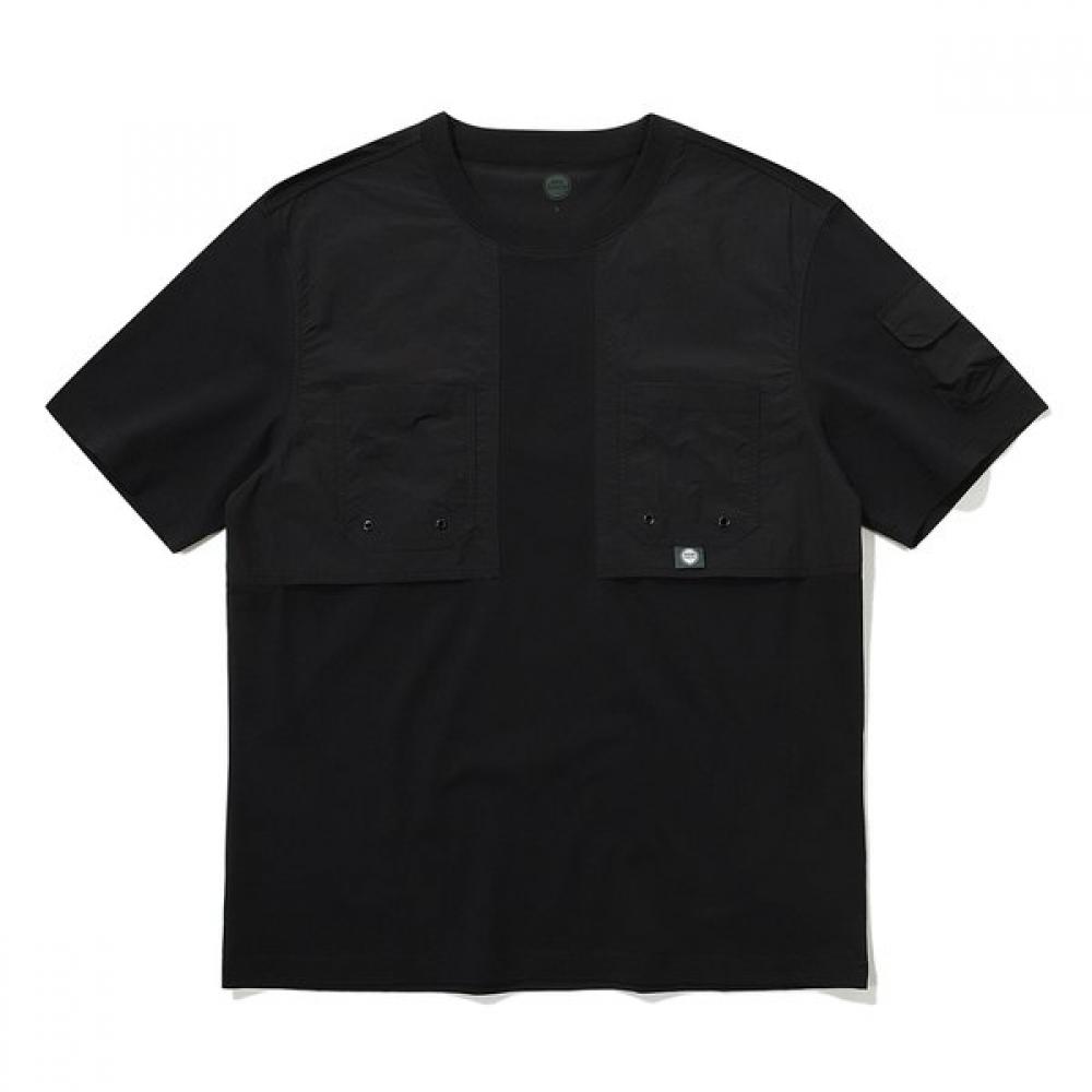 Bbc EarTh Woven PaTch PockeT ShorT Sleeve T shirT  Black  24ss 105