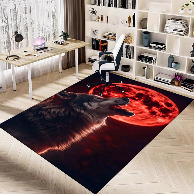 1pc Wolf Howling Moon Carpet, Office Rug Outdoor Mat Home Decor Area Carpet Festival