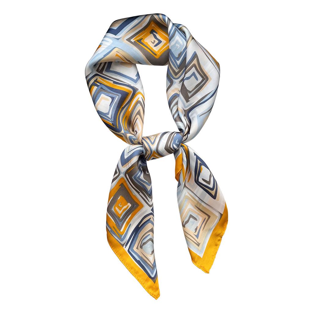 Literary Geometric Square Color Matching Trend Printing Small Square Scarf Temperament Multi-Functional Shawl Foreign Style Silk Scarf