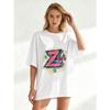 Oversized T Shirt Black Z Tayt Graphic Print Casual Streetwear Top For Women And Men