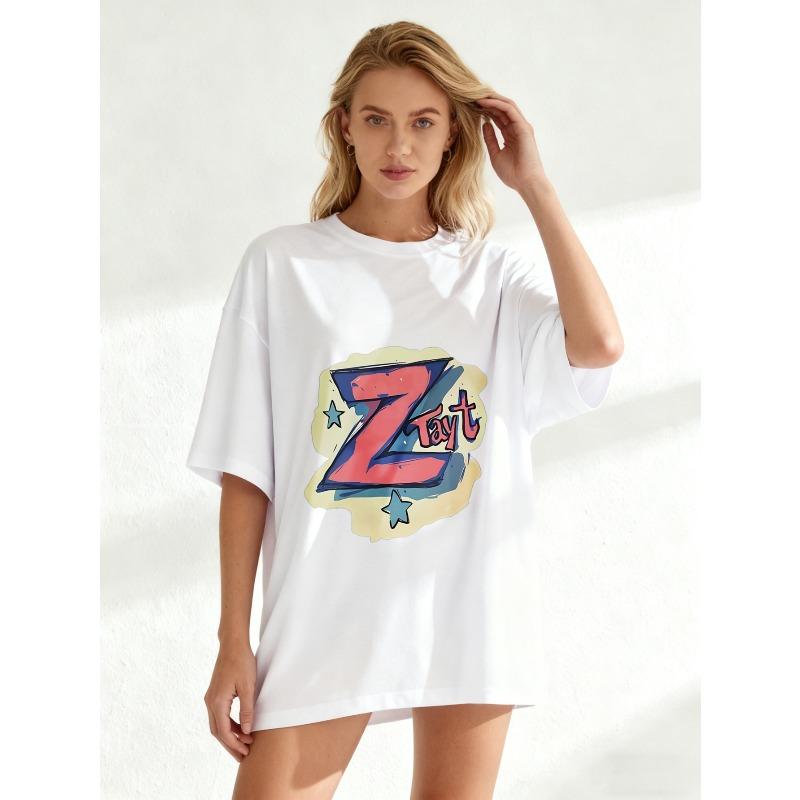 Oversized T Shirt Black Z Tayt Graphic Print Casual Streetwear Top For Women And Men